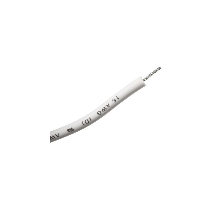 Fil de câblage Blanc, section du fil 1,32 mm2, longueur: 30m, 16 AWG, 40 kV c.c.
