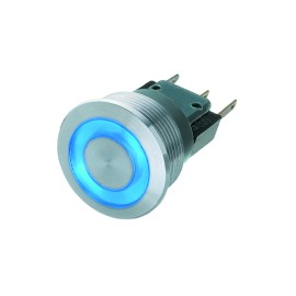 Bouton poussoir métal avec anneau lumineux