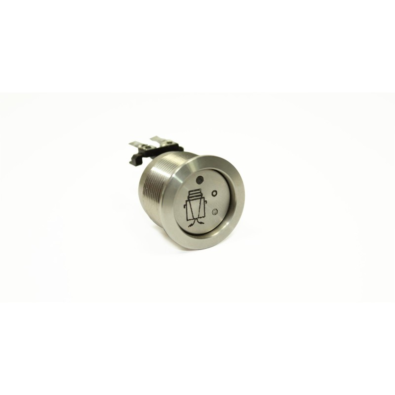 Bouton métal à accrochage gravé double pôle avec lumière verte diamètre 22mm