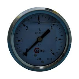 Stainless steel pressure gauge with bath connection center/vertical