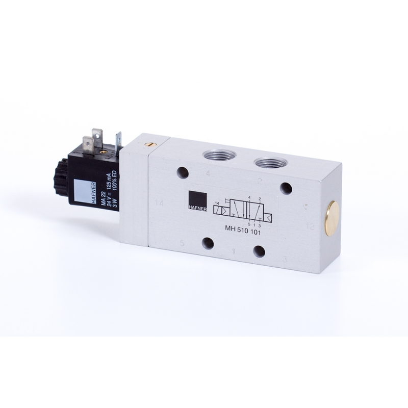 Electrovanne 5/2 monostable rappel ressort pneu+méca. racc G3/8